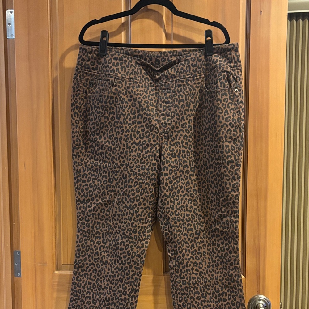 Belle by Kim Gravel Leopard Print Straight Leg Jeans - Brown